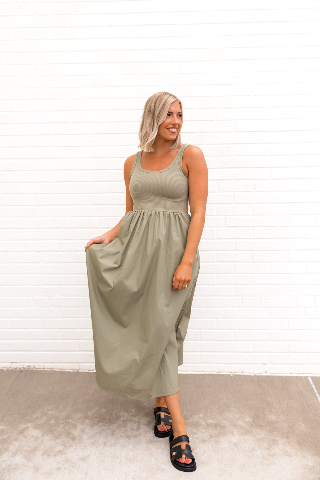 Jessica Tank Midi Dress | Light Olive