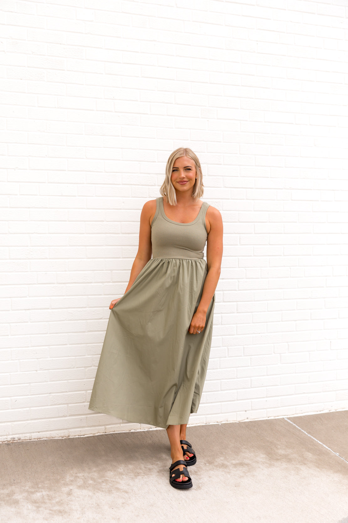 Jessica Tank Midi Dress | Light Olive