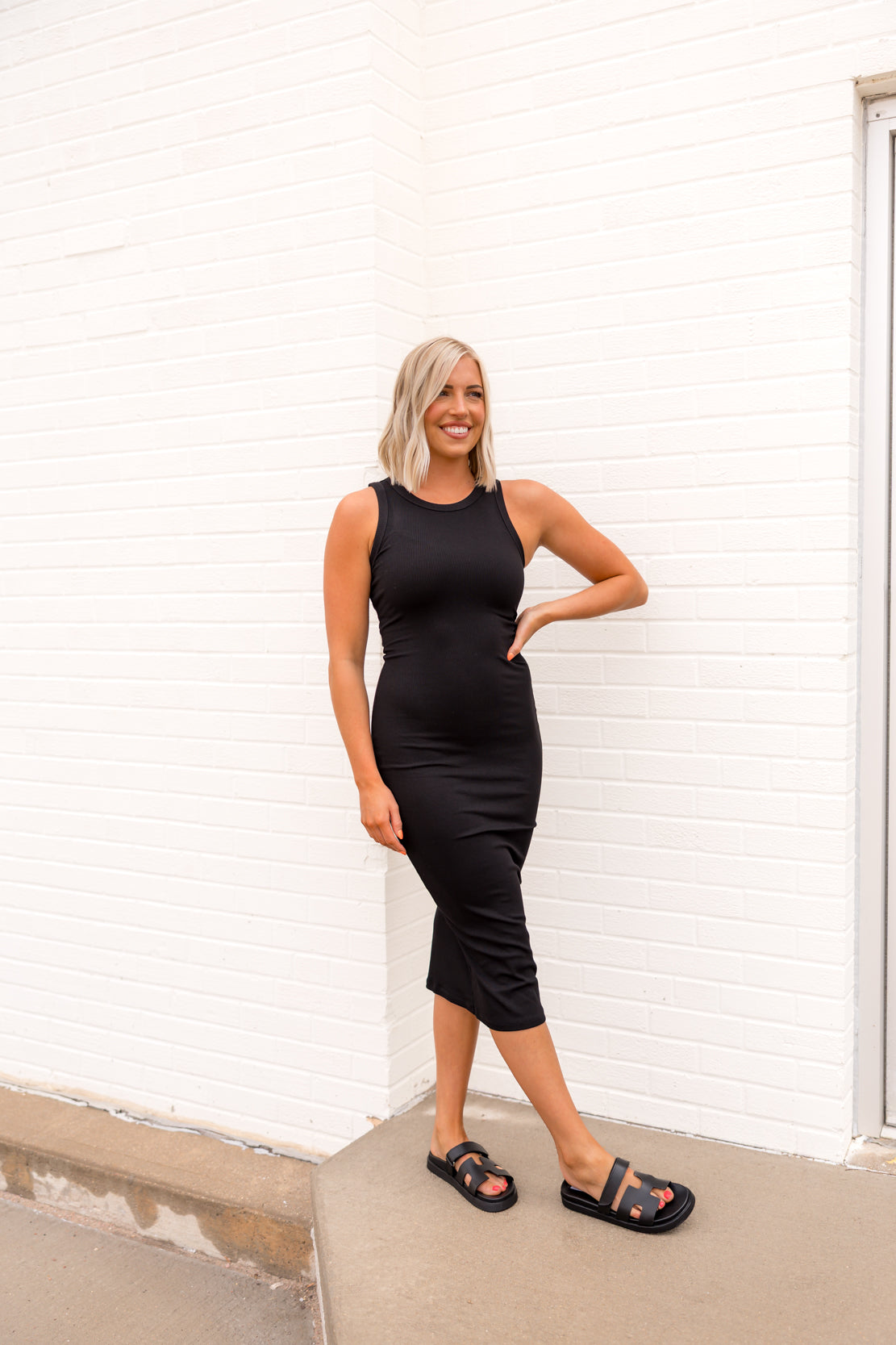 Bentley Ribbed Tank Dress | Black