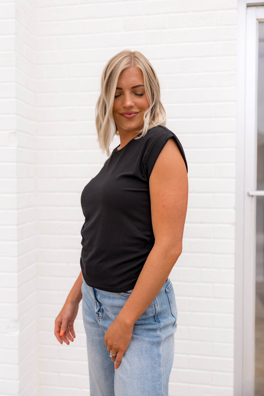 Lennon Ruching Top | Black