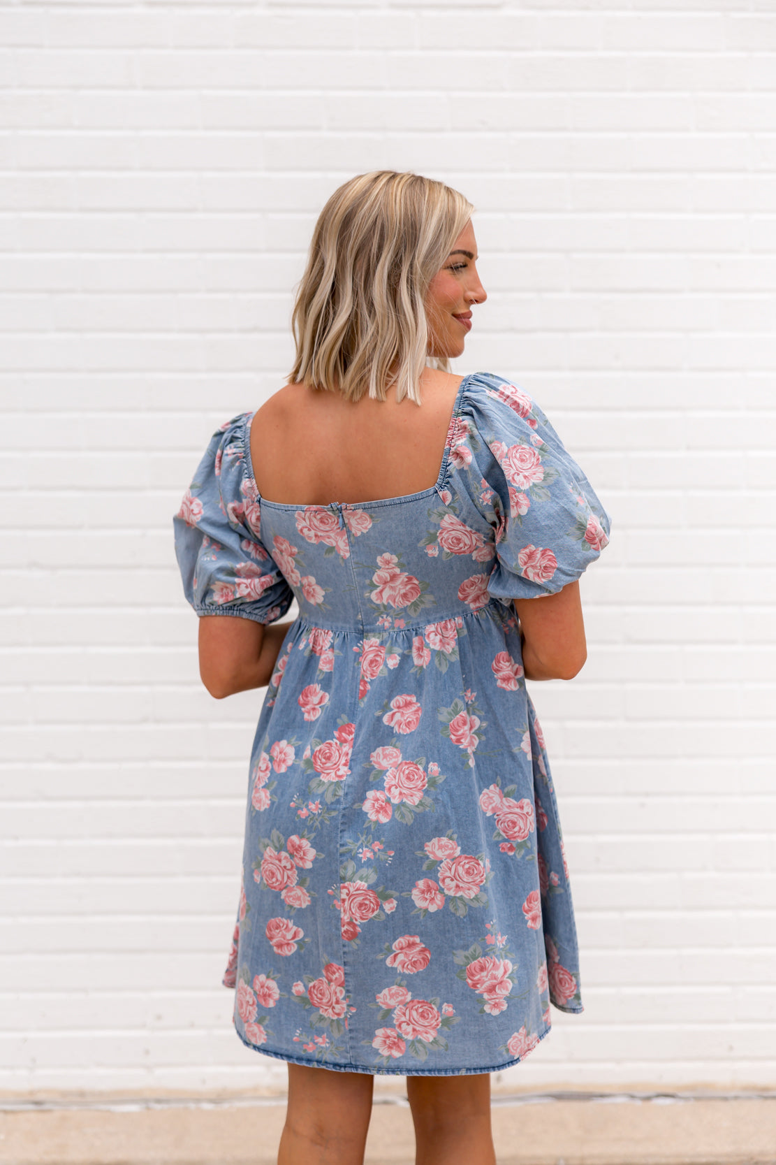 Wren Floral Mini Dress | Light Denim