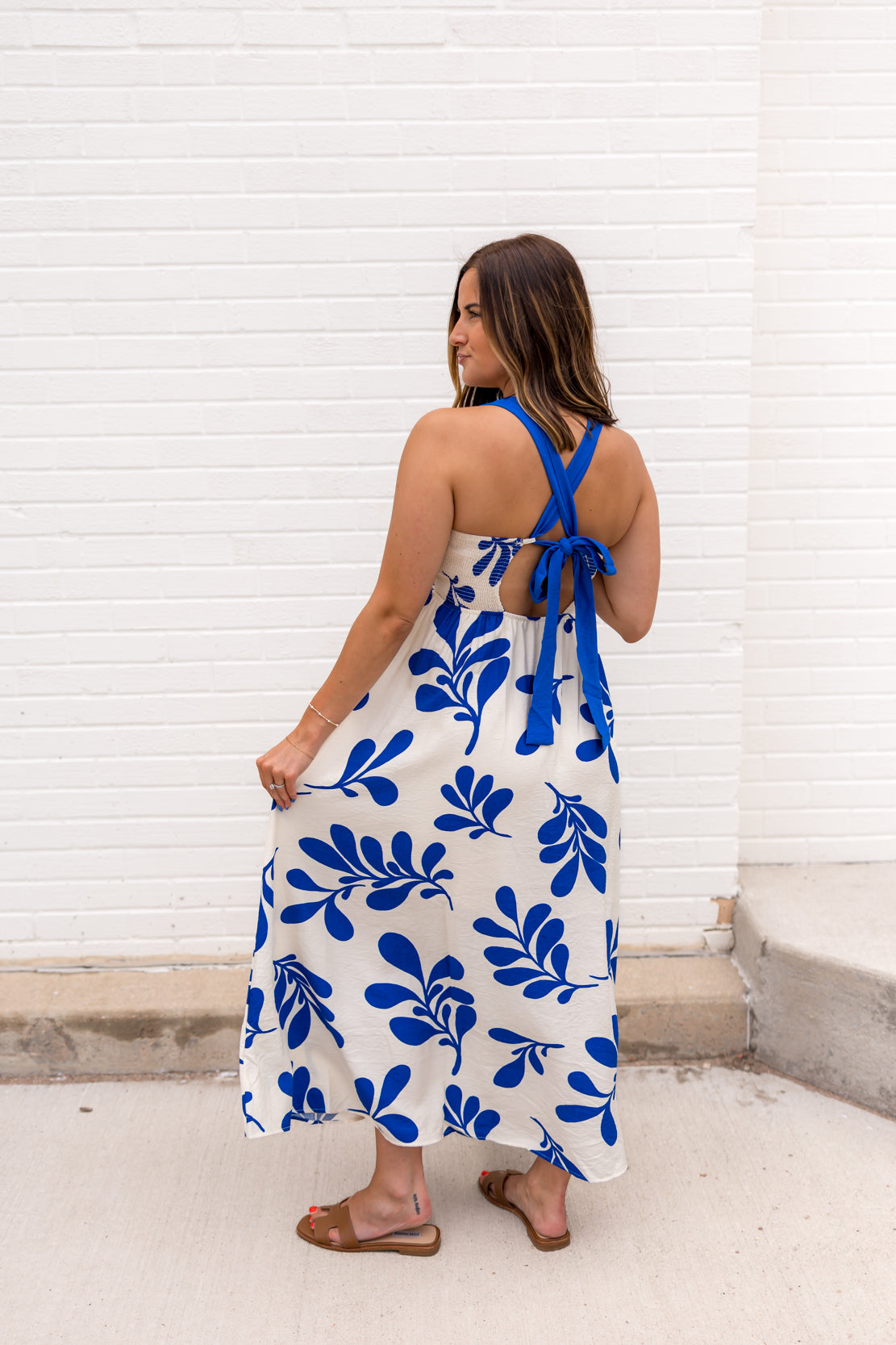 Karin Printed Midi Dress | Royal Blue