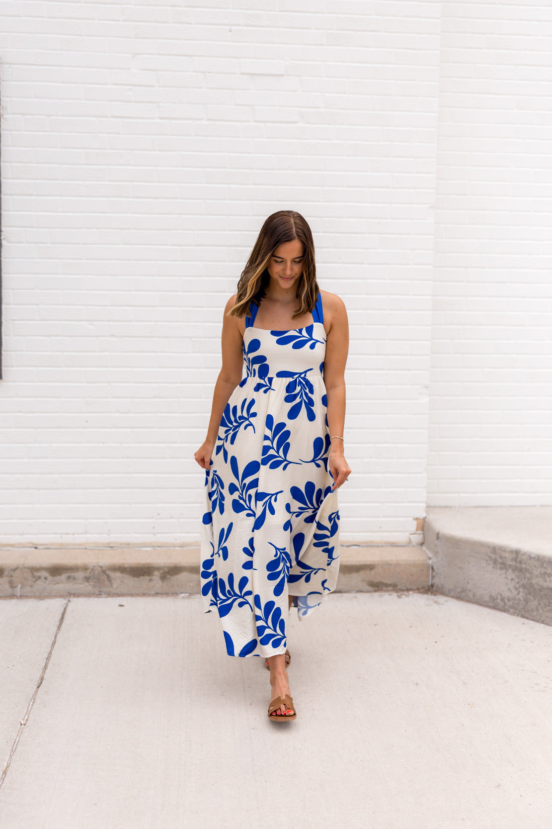 Karin Printed Midi Dress | Royal Blue