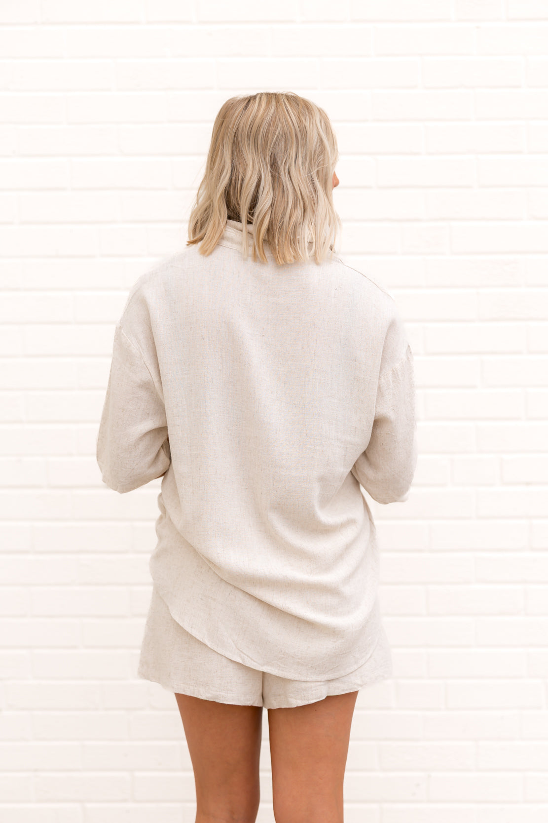 Paisley Linen Short Set | Oatmeal