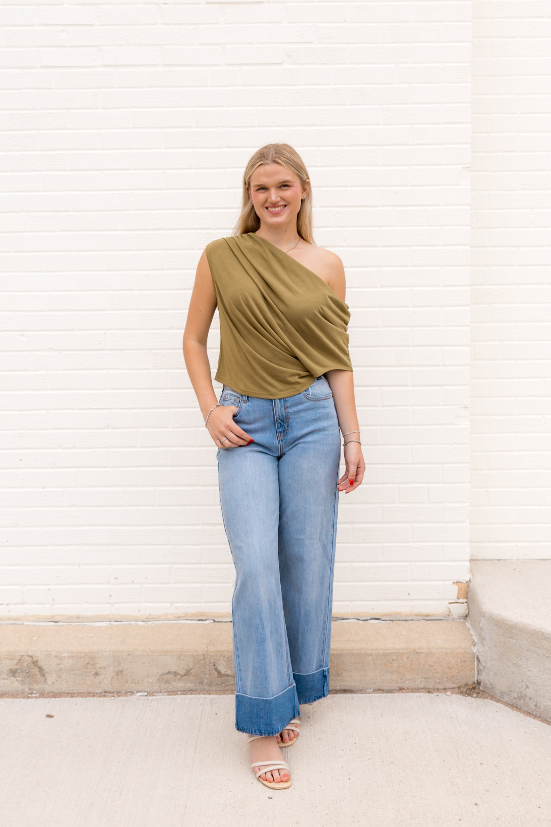 Blake Knit Top | Green Moss
