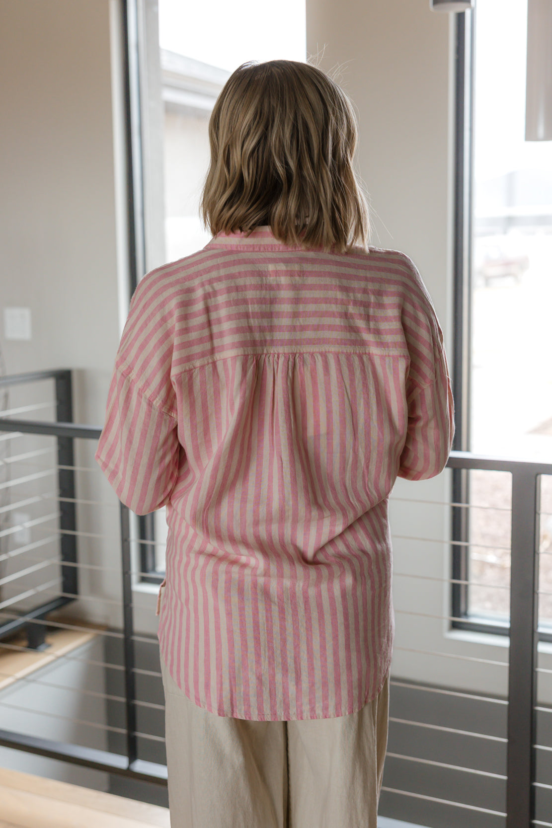 Eden Striped Button Down Shirt | Rose Cream