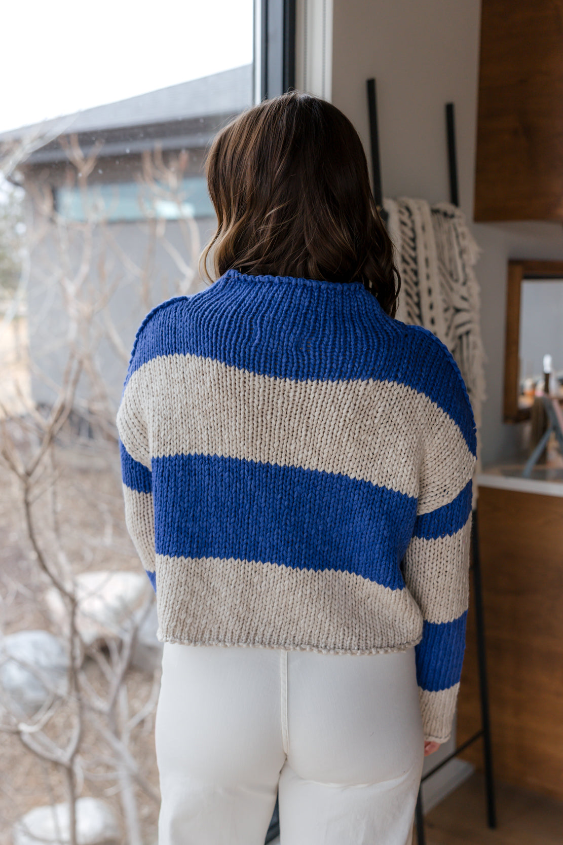 Opal Rollneck Knit Stripe Sweater | Cobalt Combo