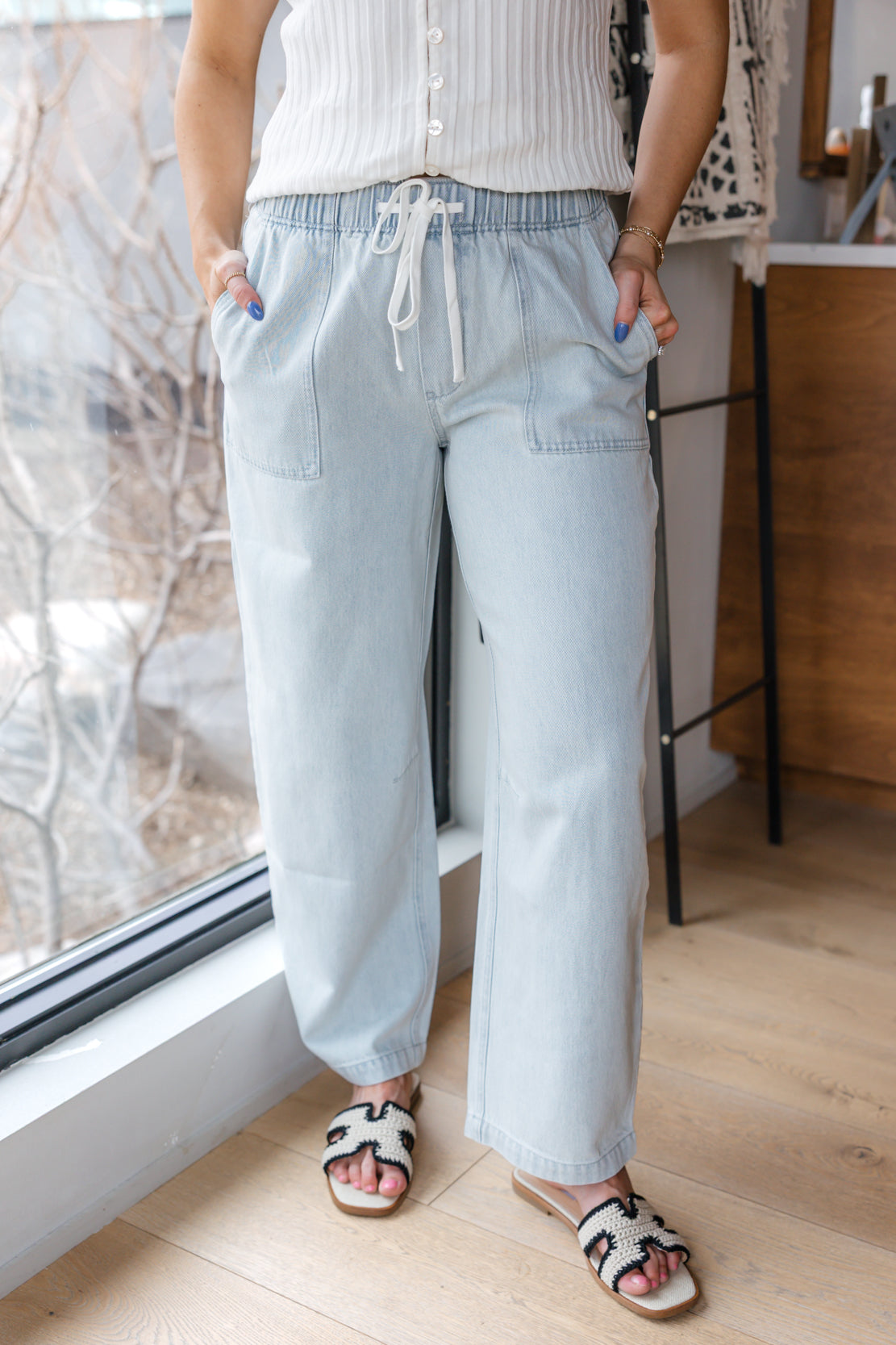 Emerald Wide Leg Pants | Aqua Wash