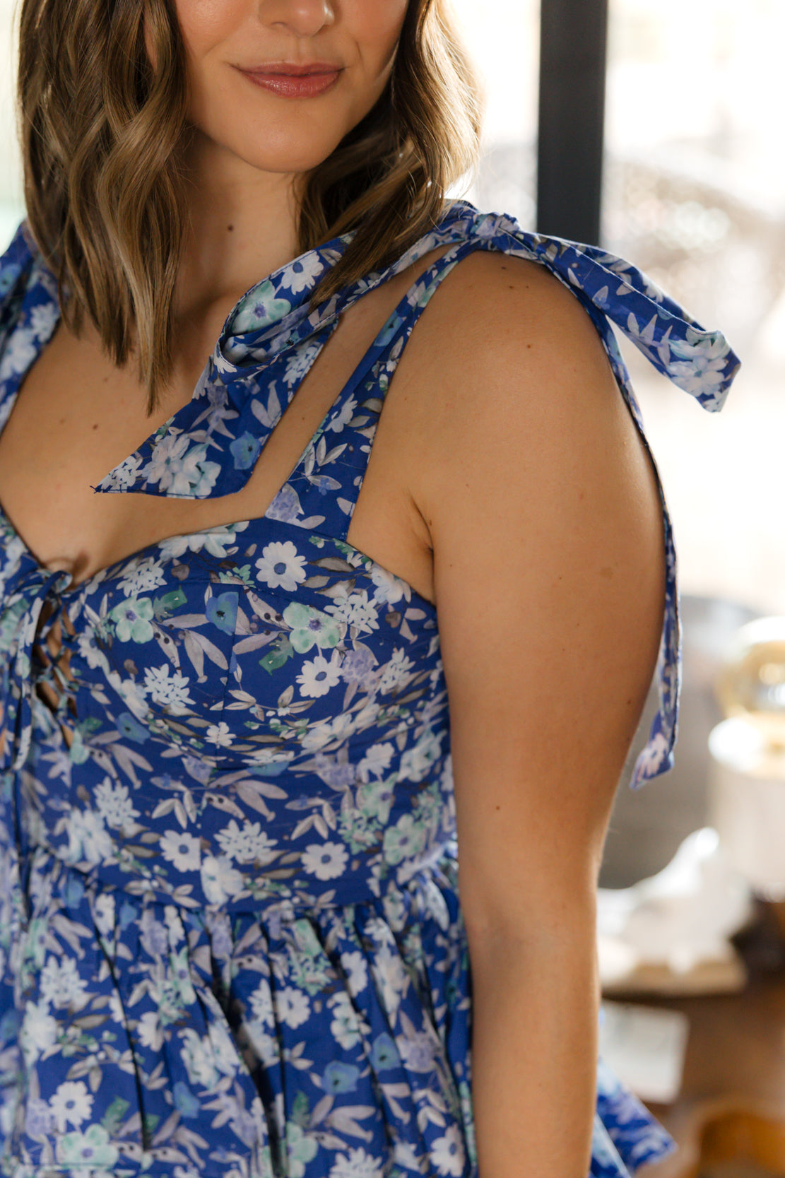 Bridget Floral Corset Mini Dress | Royal Blue