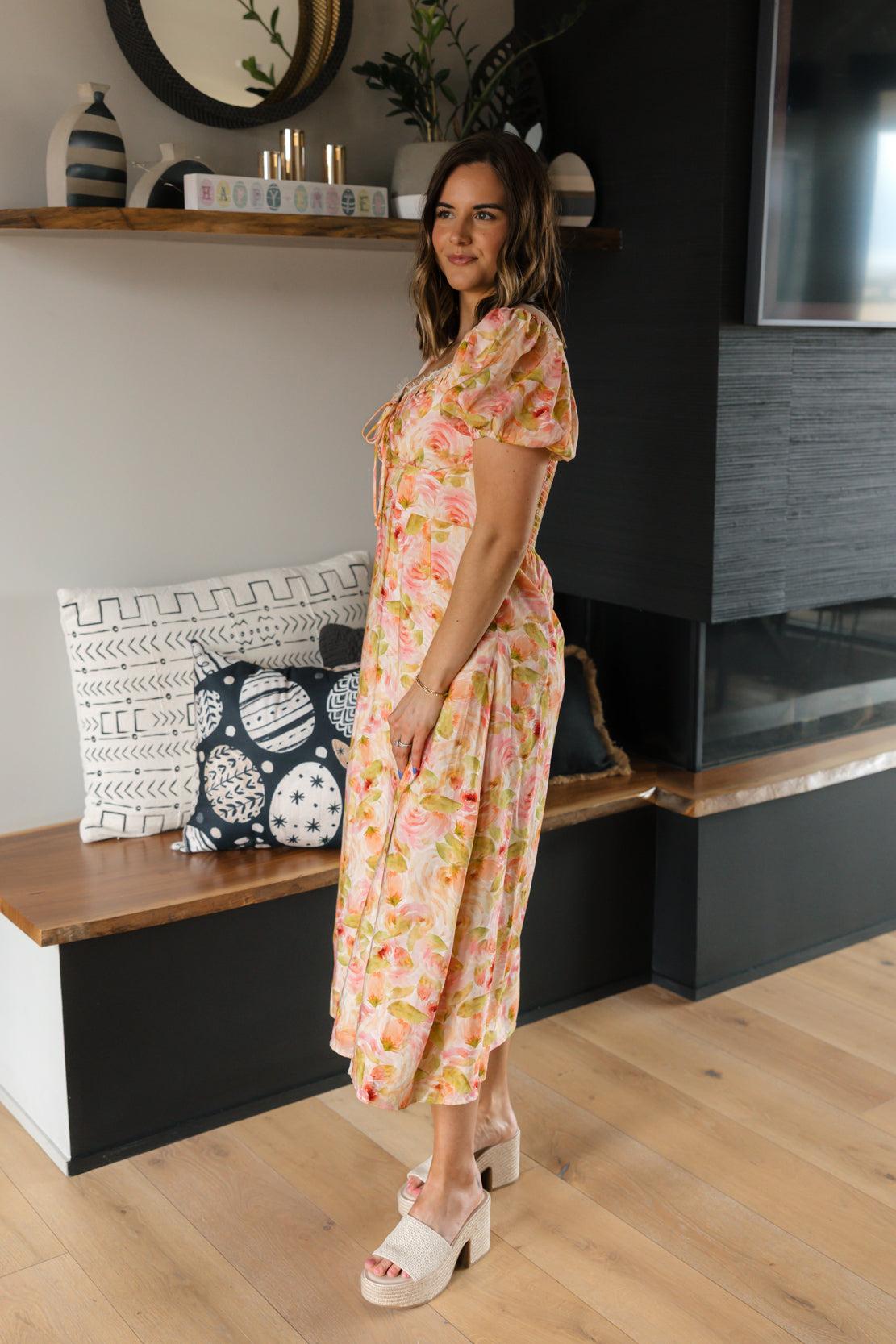 Lexi Floral Midi Dress | Pink Multi