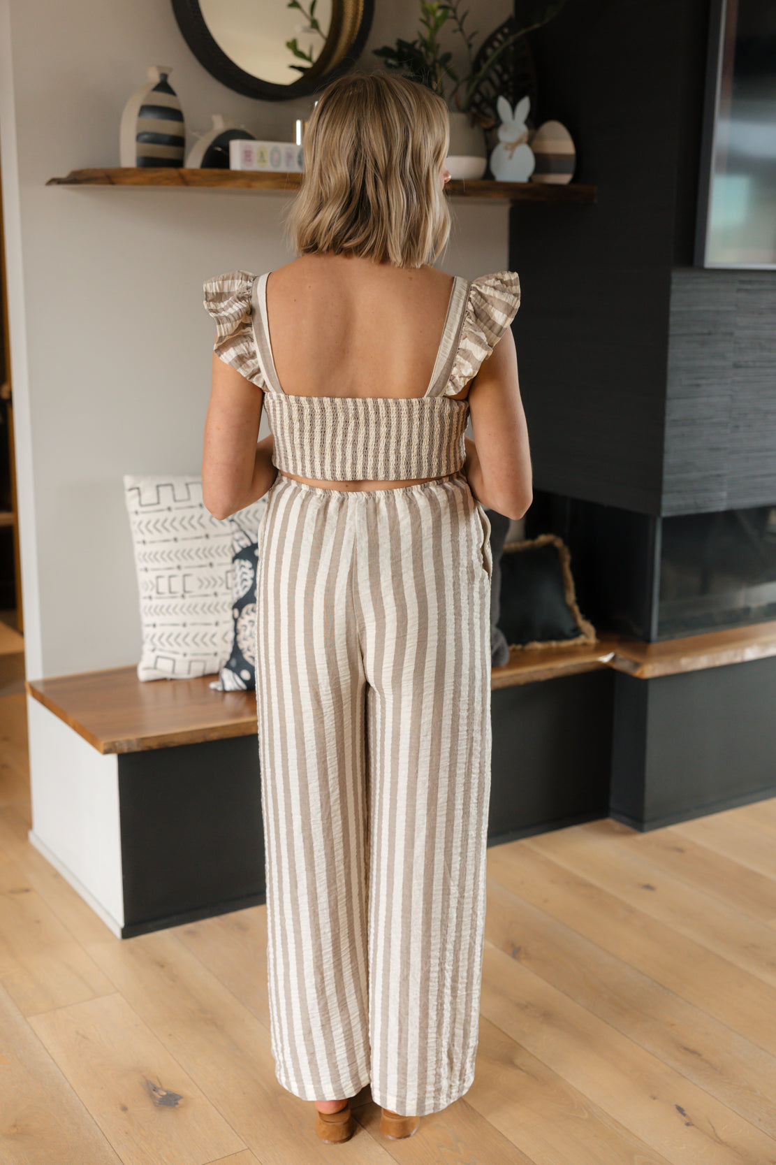 Berkley Striped Wide Leg Jumpsuit | Beige