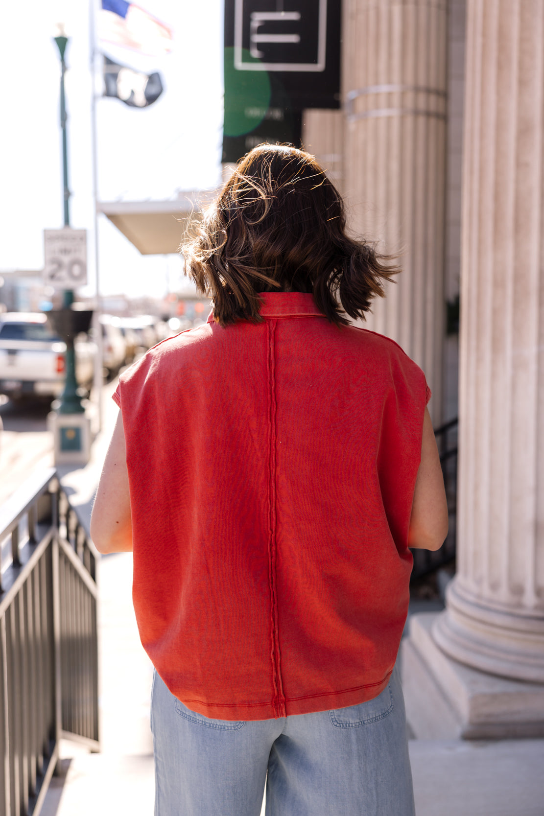 Aubrie Button Up Collared Shirt | Papaya