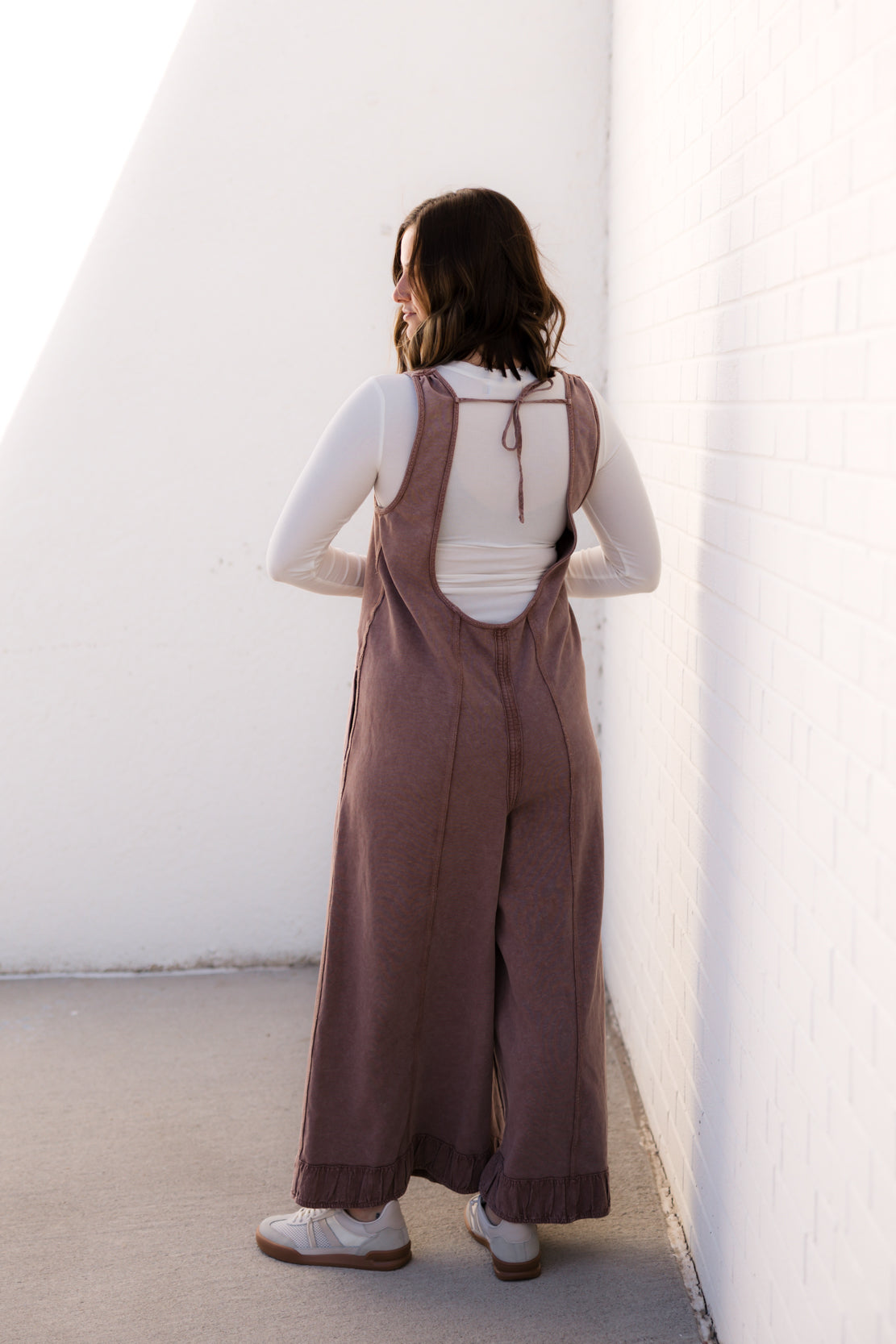 Mckenna Mineral Wash Wide Leg Jumpsuit | Coffee