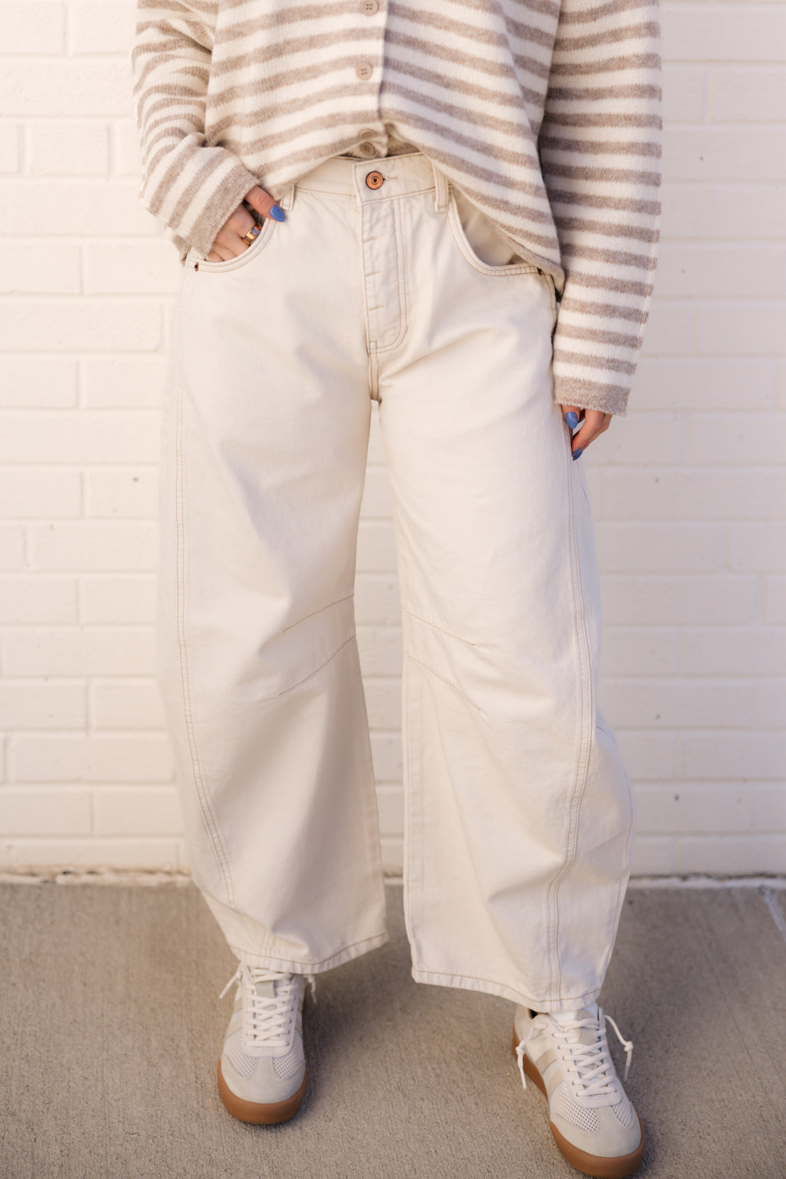 We The Free Good Luck Mid Rise Barrel Jeans | Milk