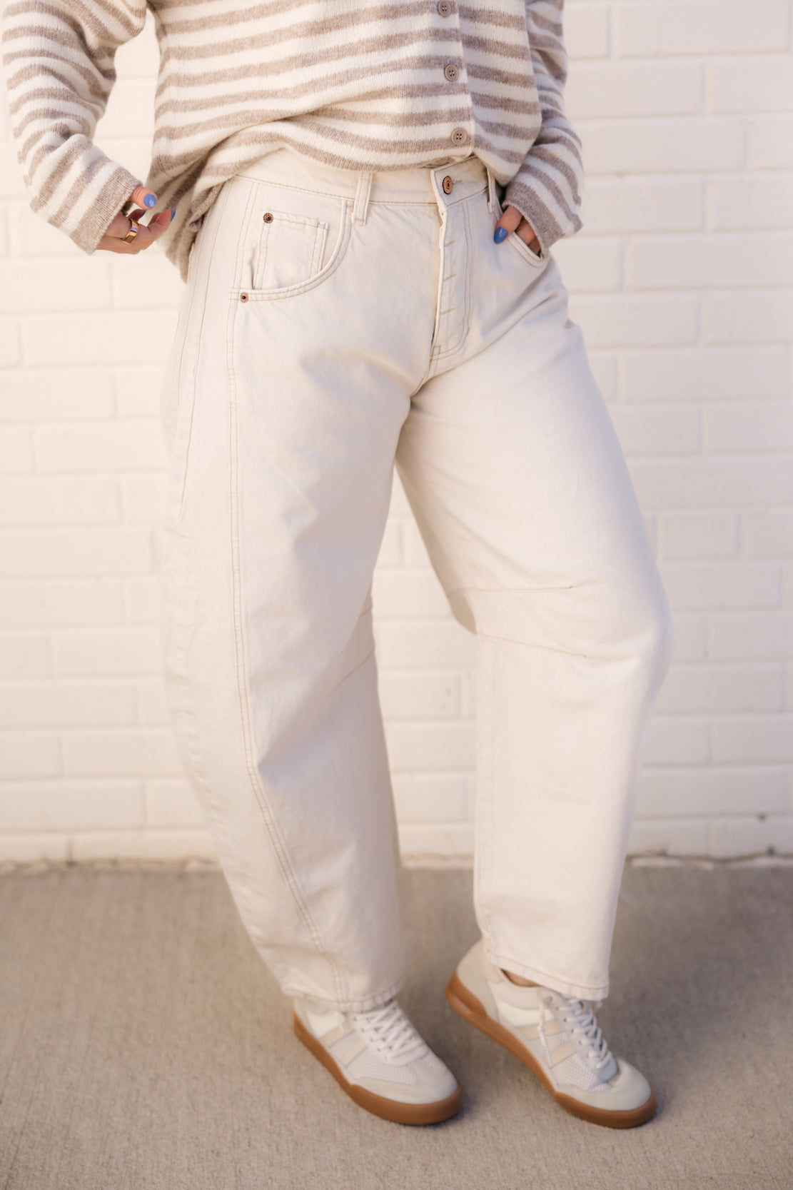 We The Free Good Luck Mid Rise Barrel Jeans | Milk