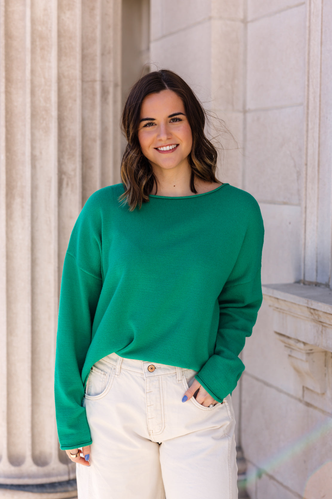 June Boat Neck Sweater | Green
