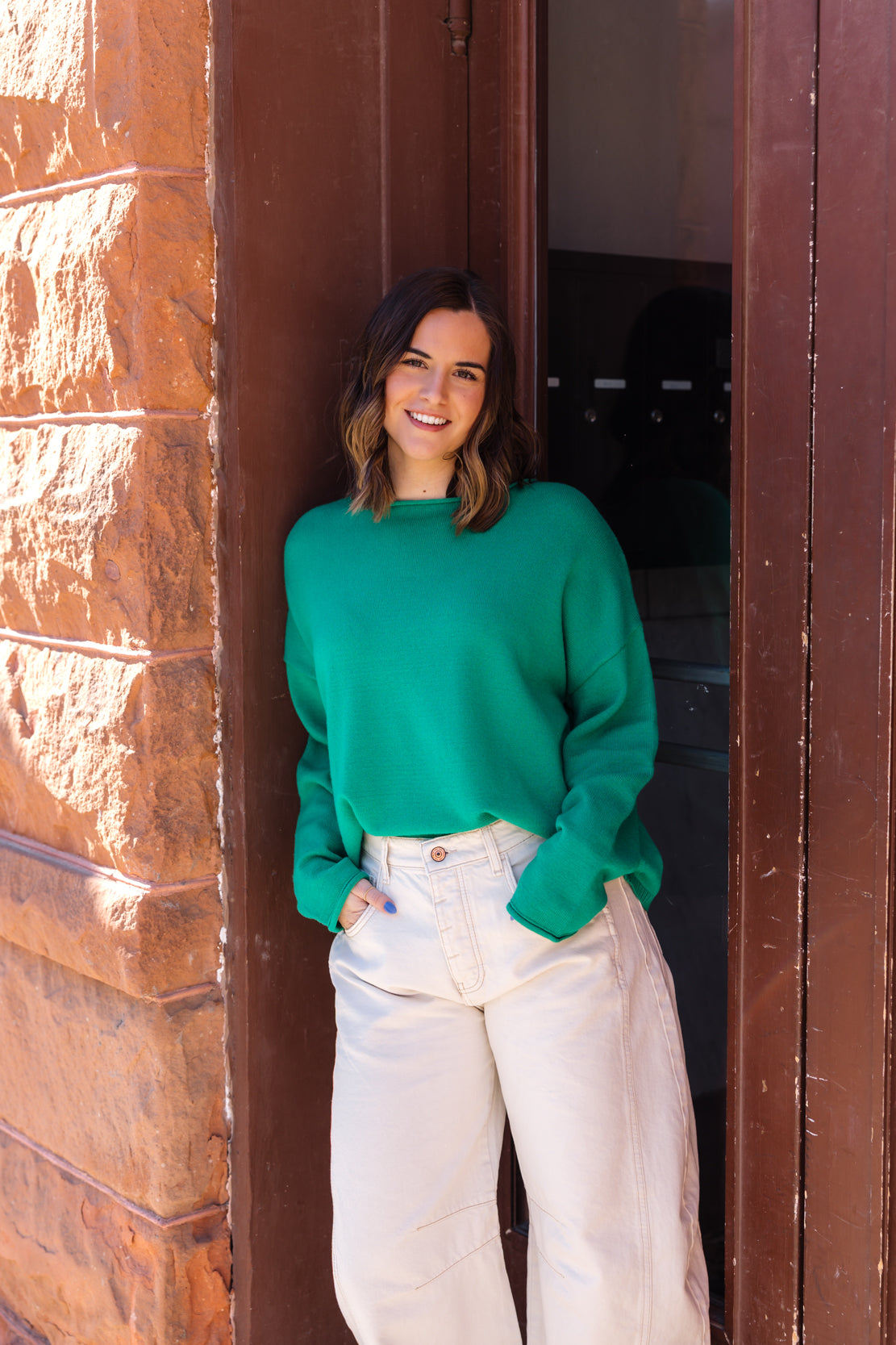 June Boat Neck Sweater | Green