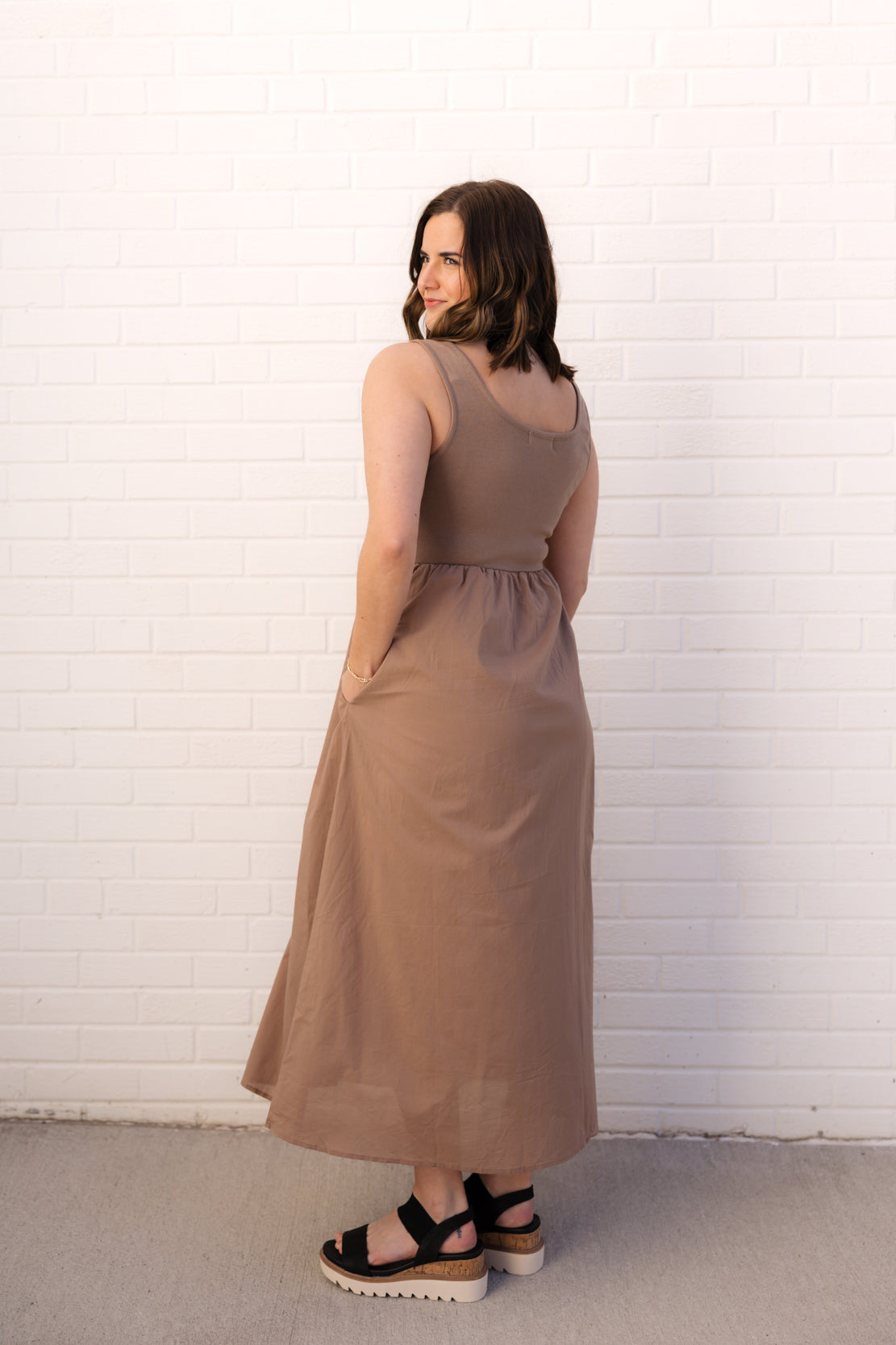 Harley Button Up Tank Midi Dress | Espresso