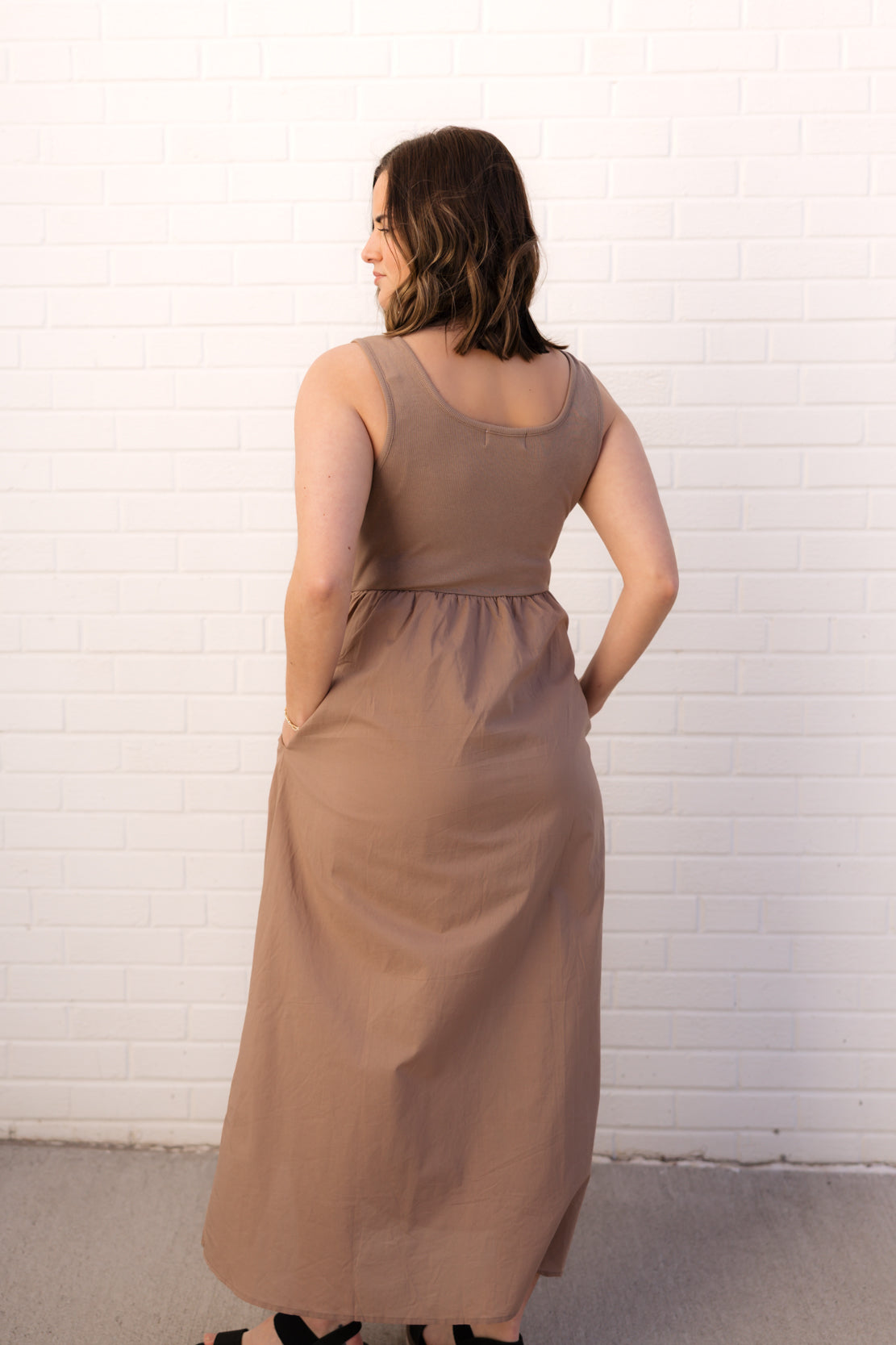 Harley Button Up Tank Midi Dress | Espresso