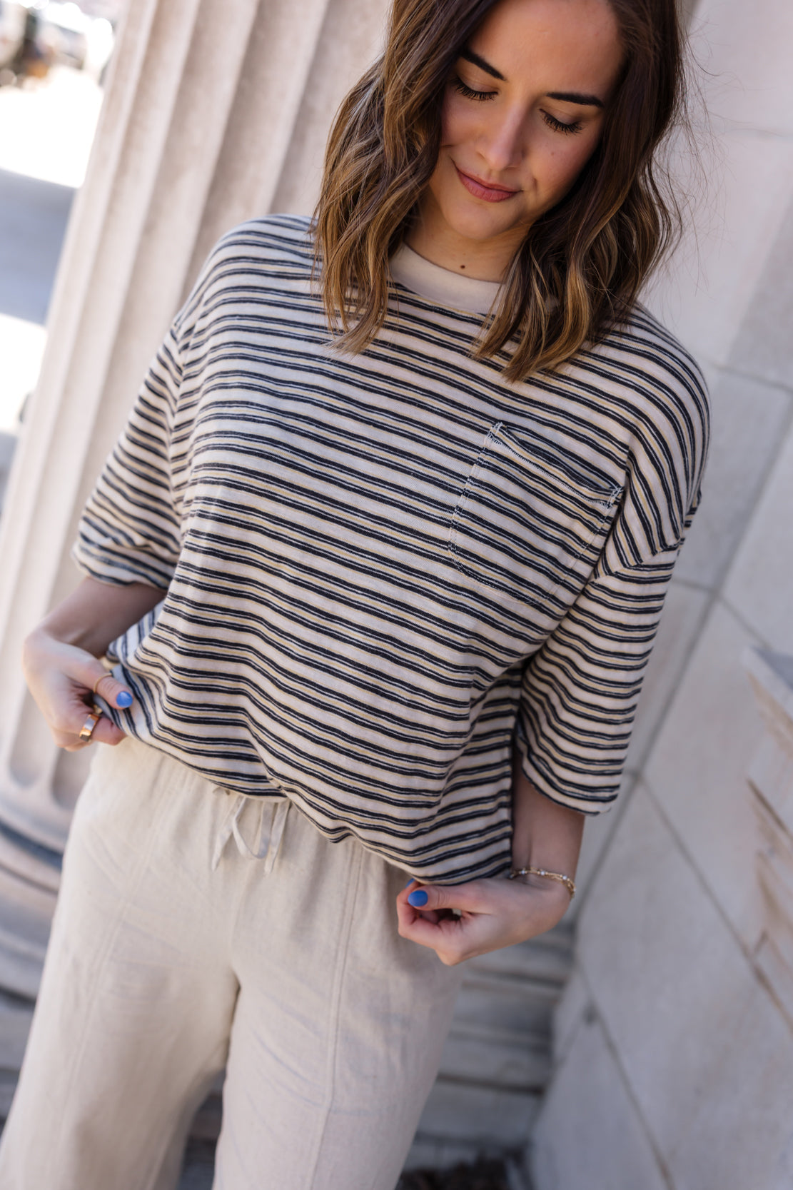 All Love Stripe Pocket Tee | Tea Combo