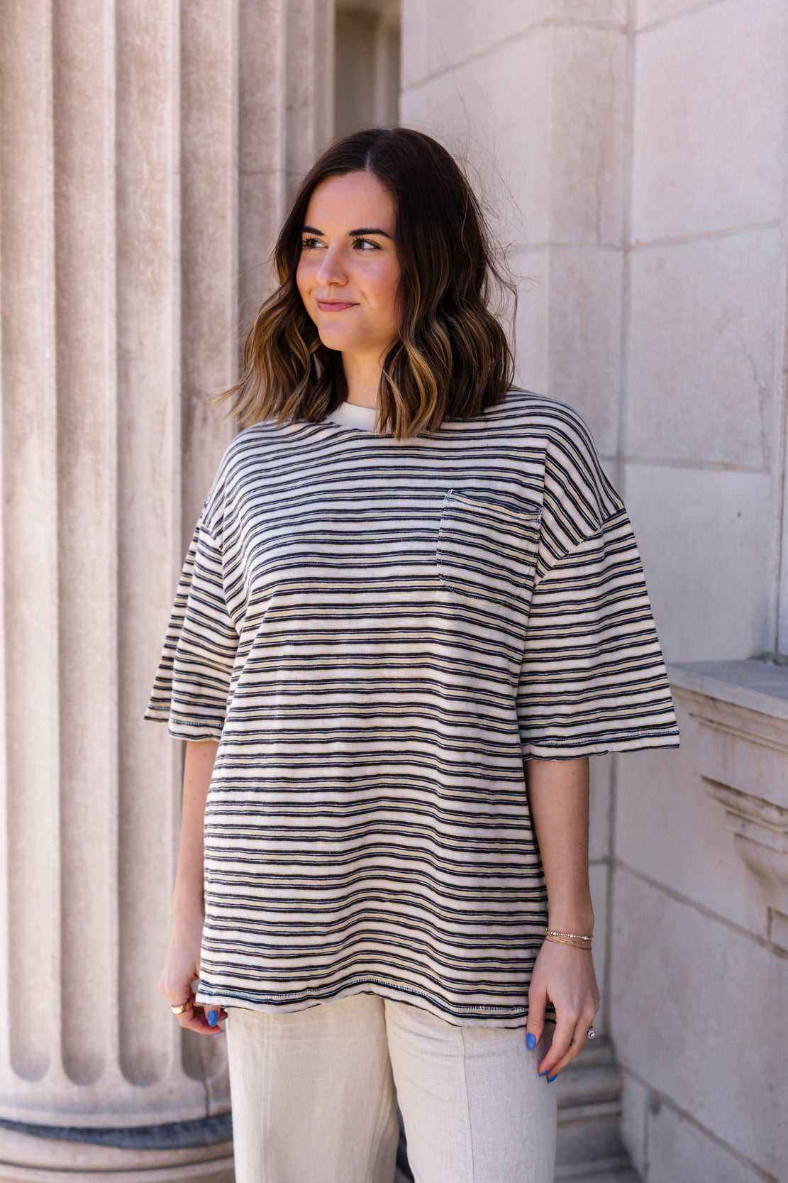 All Love Stripe Pocket Tee | Tea Combo