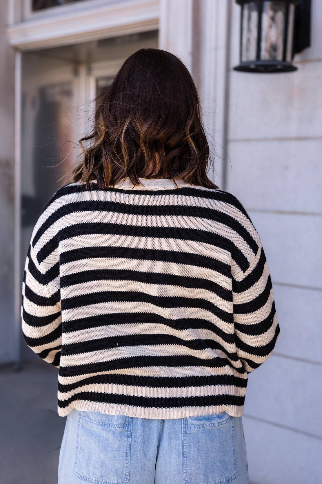 Emerson Striped Cardigan | Natural Black