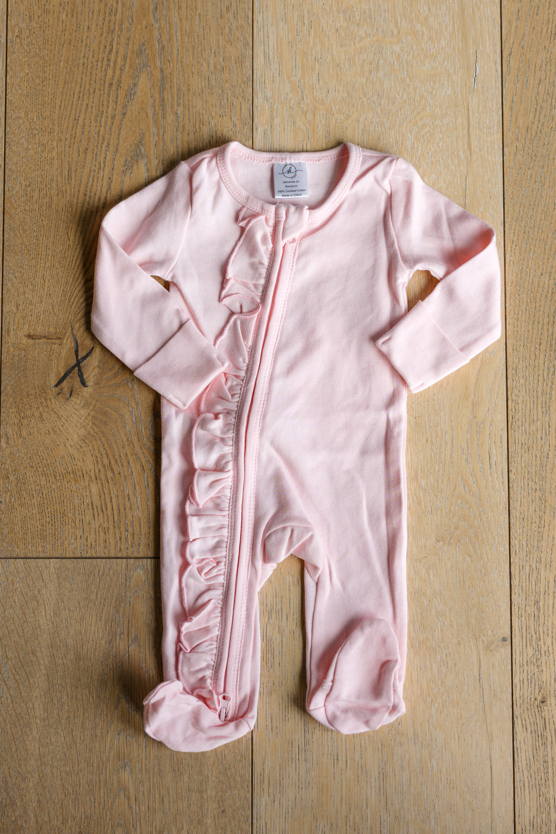 Zip Footie | Pink Ruffle