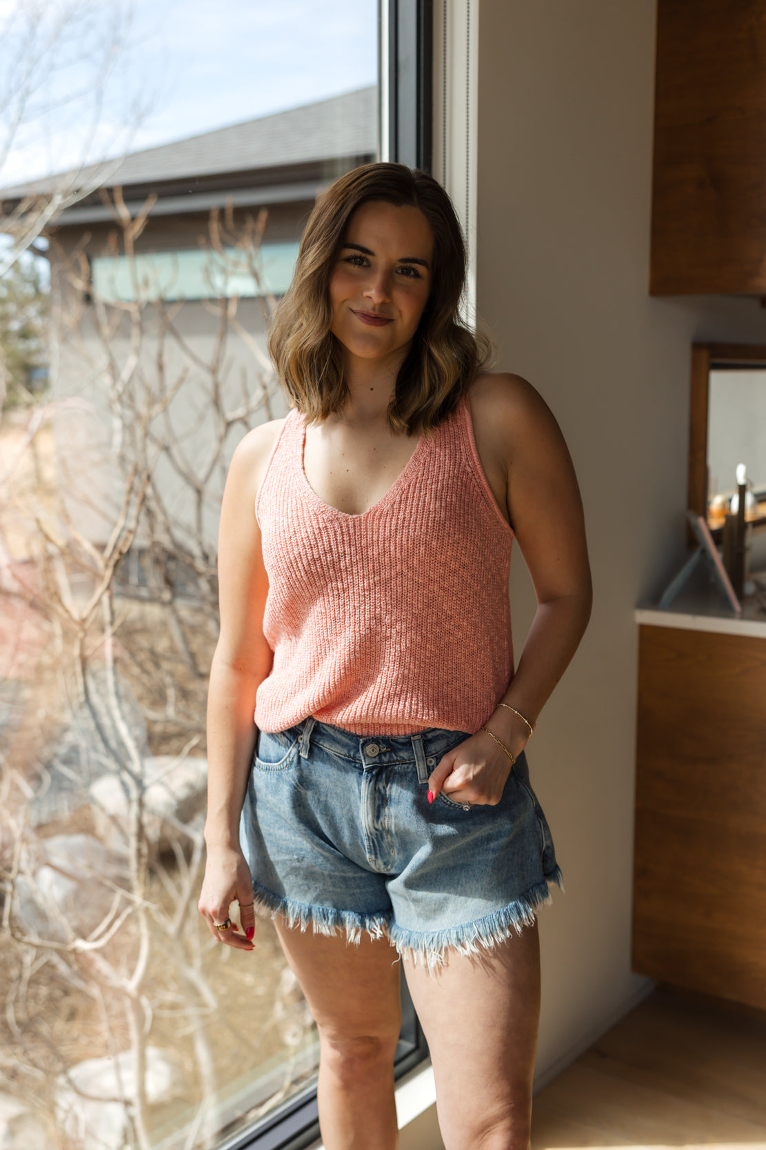 Chloe Sweater Tank | Peach Pink