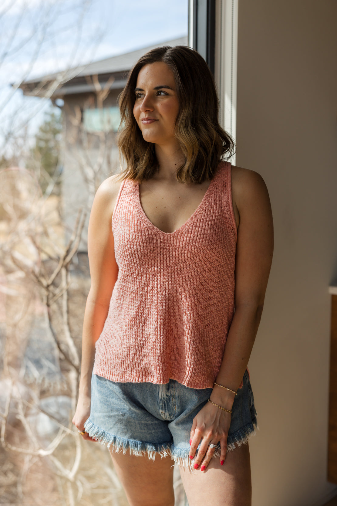 Chloe Sweater Tank | Peach Pink