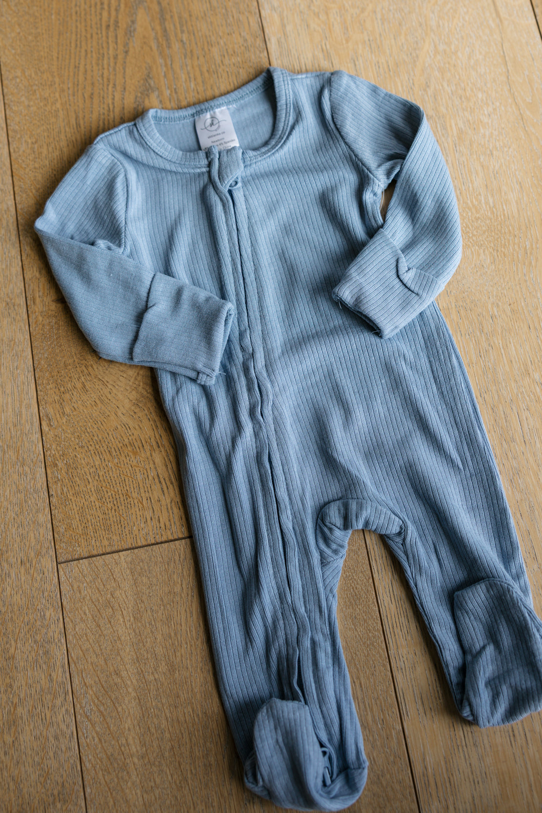 Ribbed Footie-Non Ruffle | Light Blue