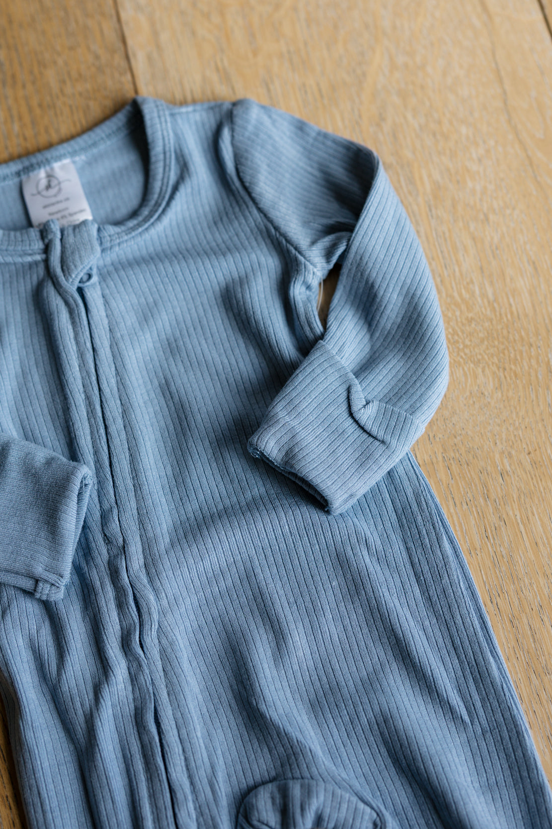 Ribbed Footie-Non Ruffle | Light Blue