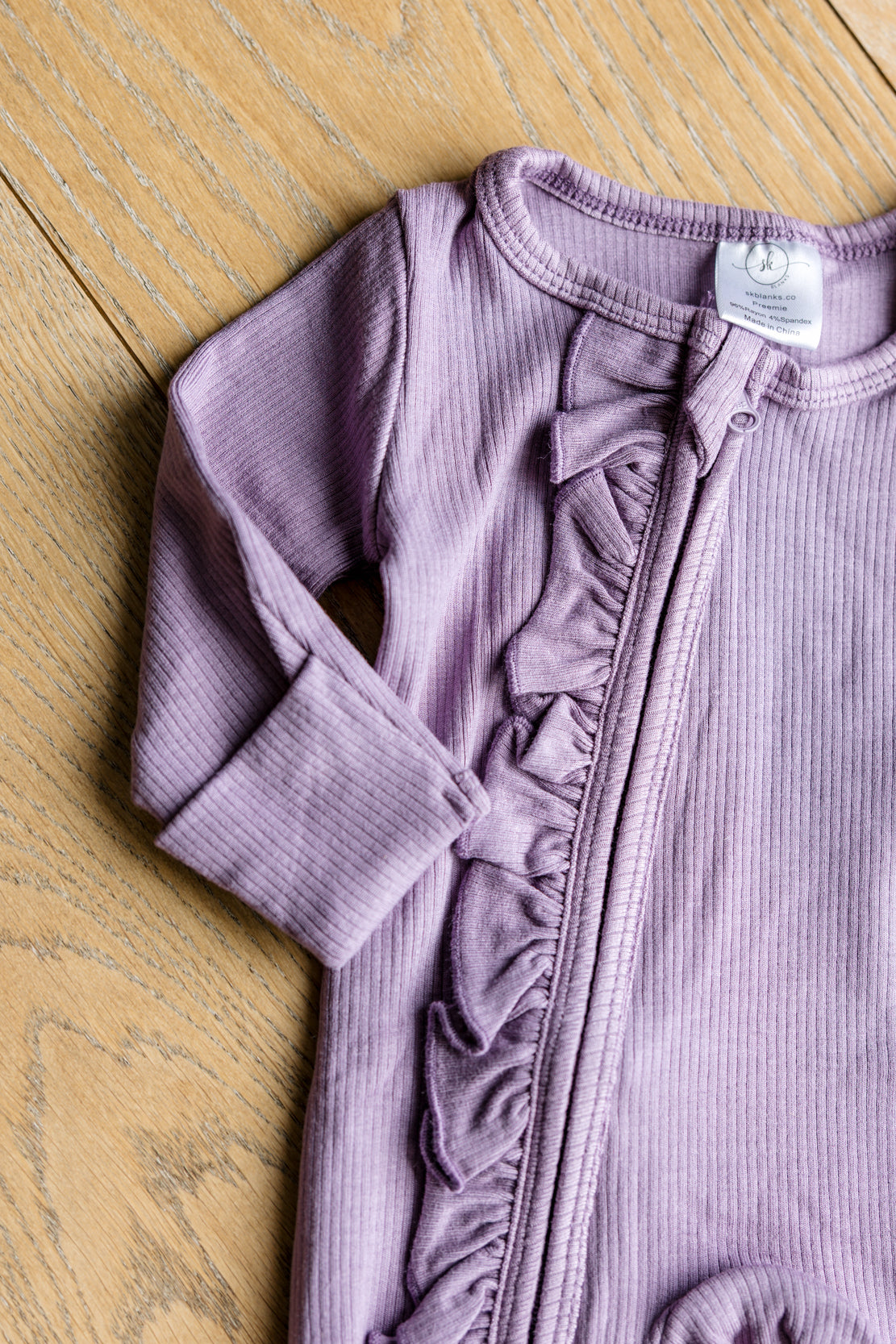 Ribbed Ruffle Footie | Lavender
