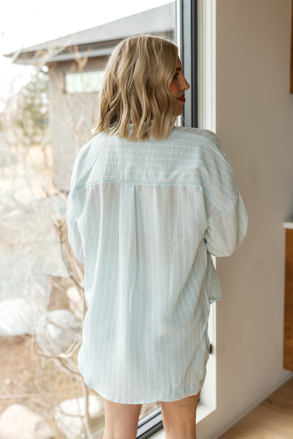 Stacy Striped Button Down Shirt | Light Blue