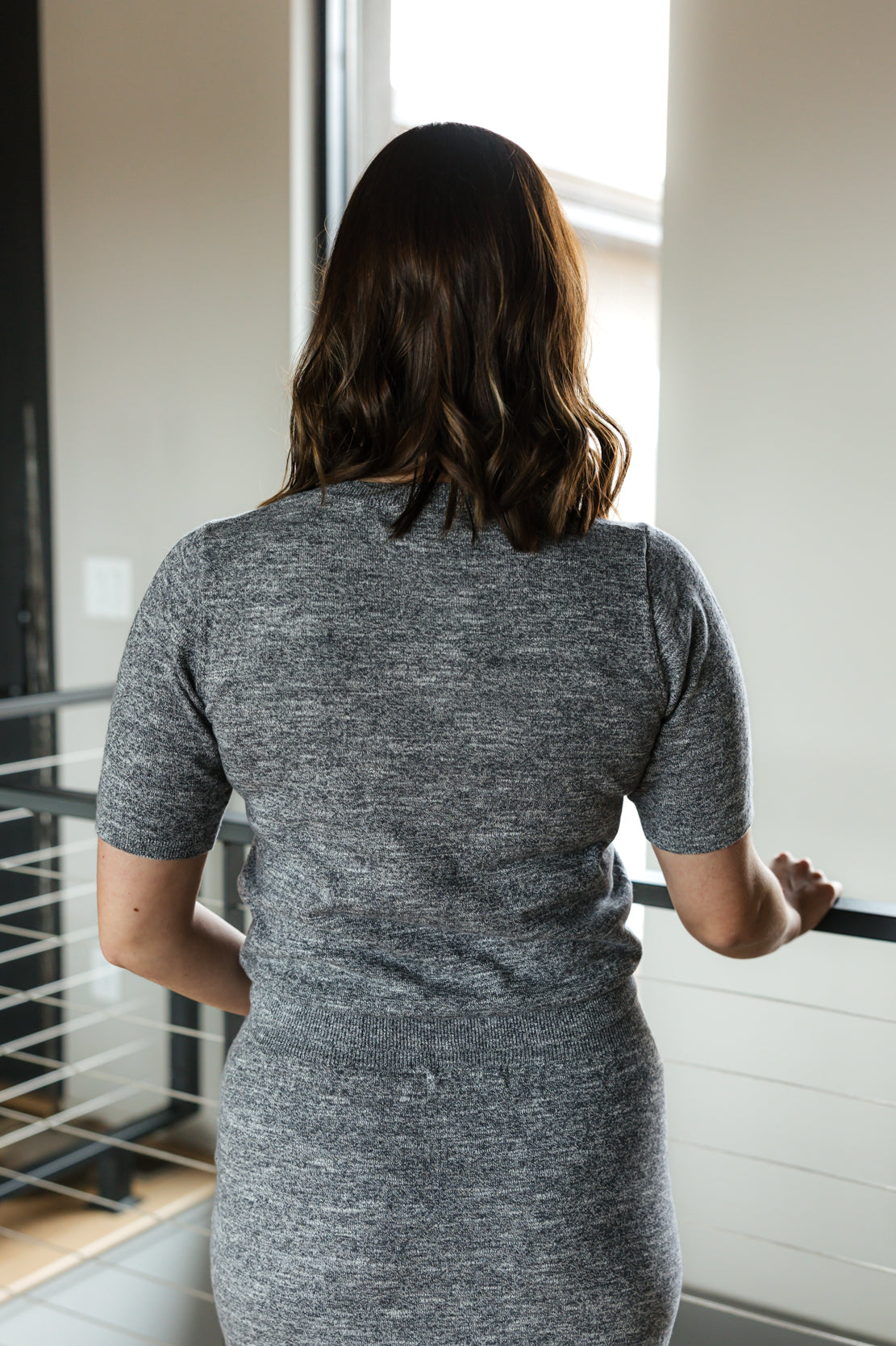 Isabella Sweater Skirt Set | Steel Grey Combo