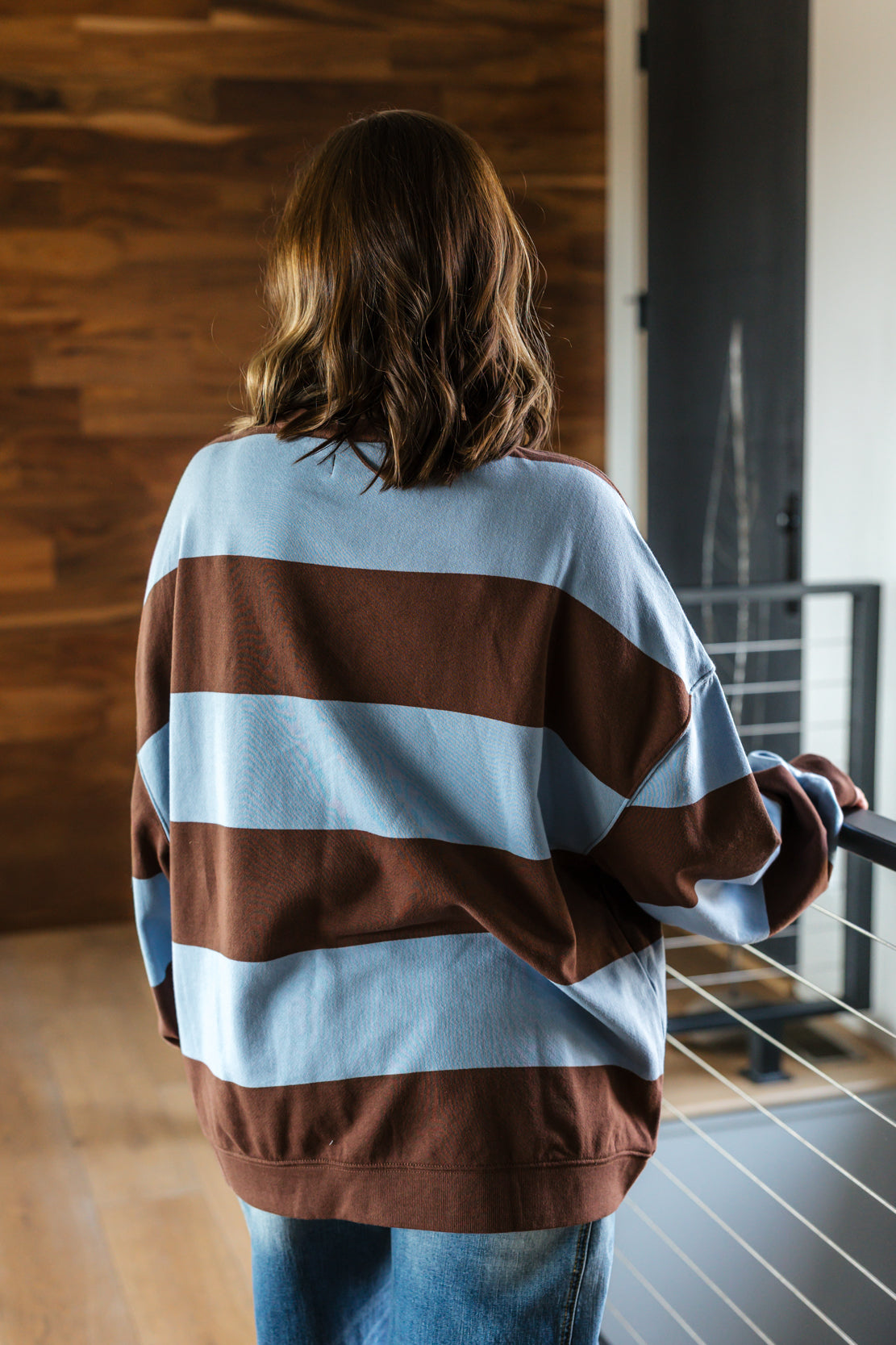 We The Free Classic Striped Oversized Crewneck | Periwinkle Combo