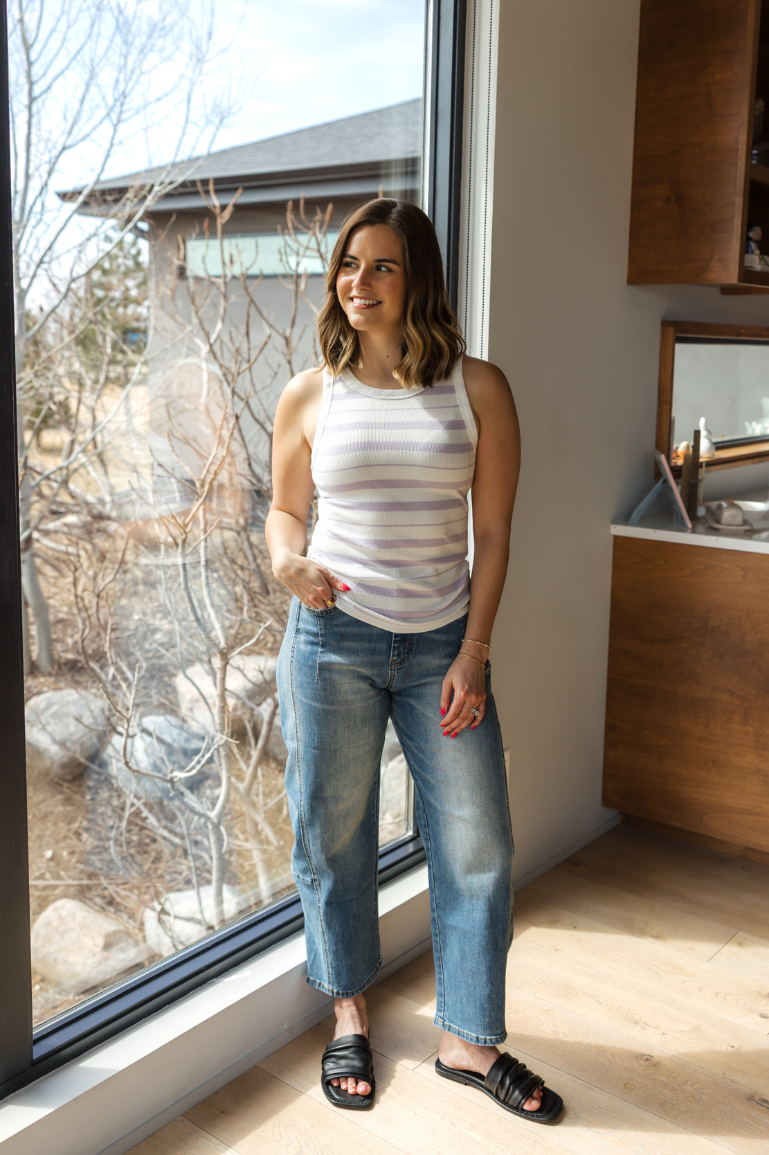 Edlin Striped Tank | Ivory Lavender