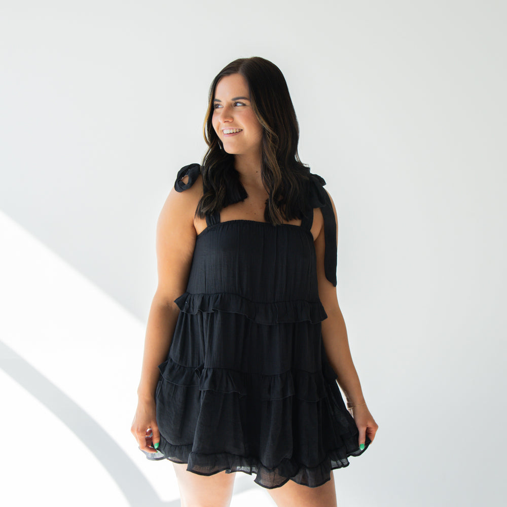 Halle Tiered Mini Dress | Black