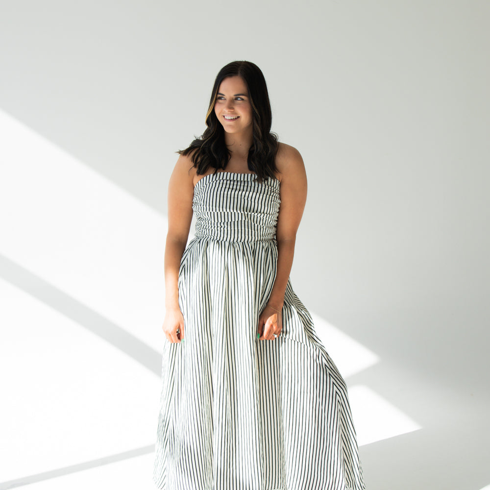 
                      
                        Parker Striped Strapless Maxi Dress | Off White
                      
                    