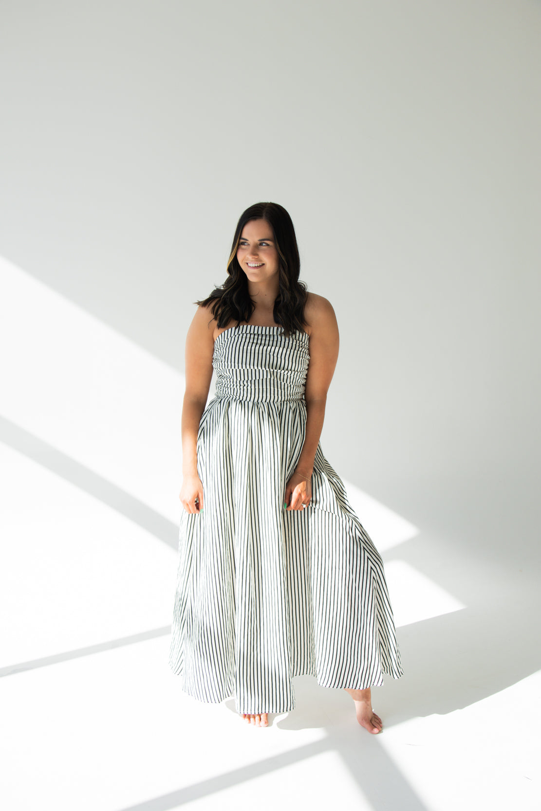 Parker Striped Strapless Maxi Dress | Off White