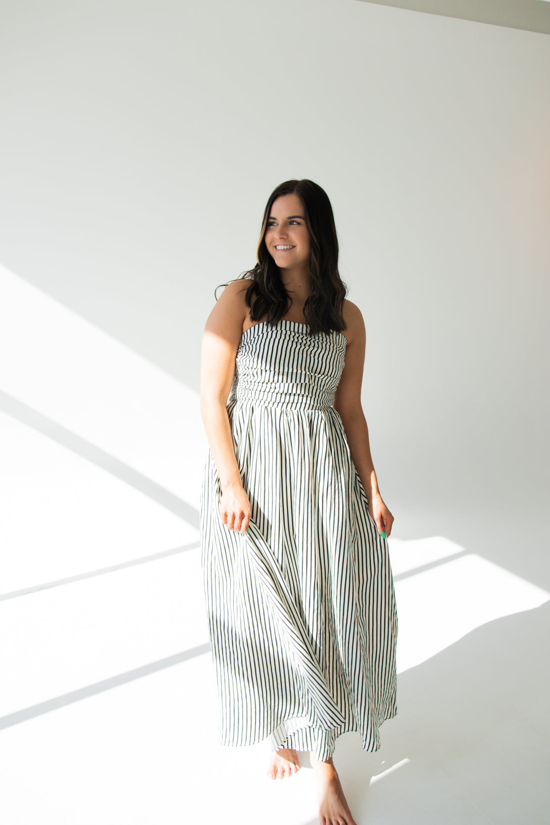 Parker Striped Strapless Maxi Dress | Off White