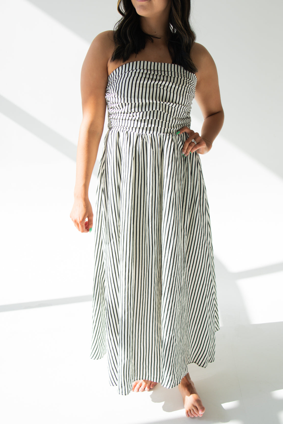 Parker Striped Strapless Maxi Dress | Off White