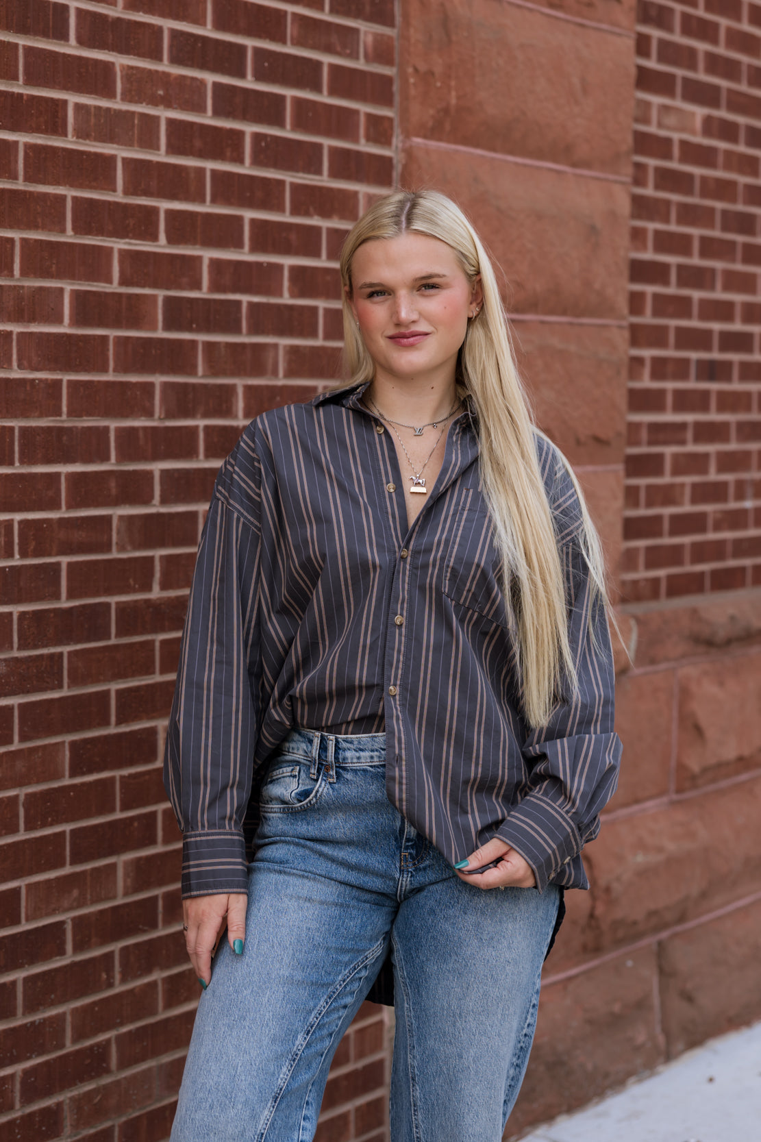 Freddie Striped Shirt | Grey Combo