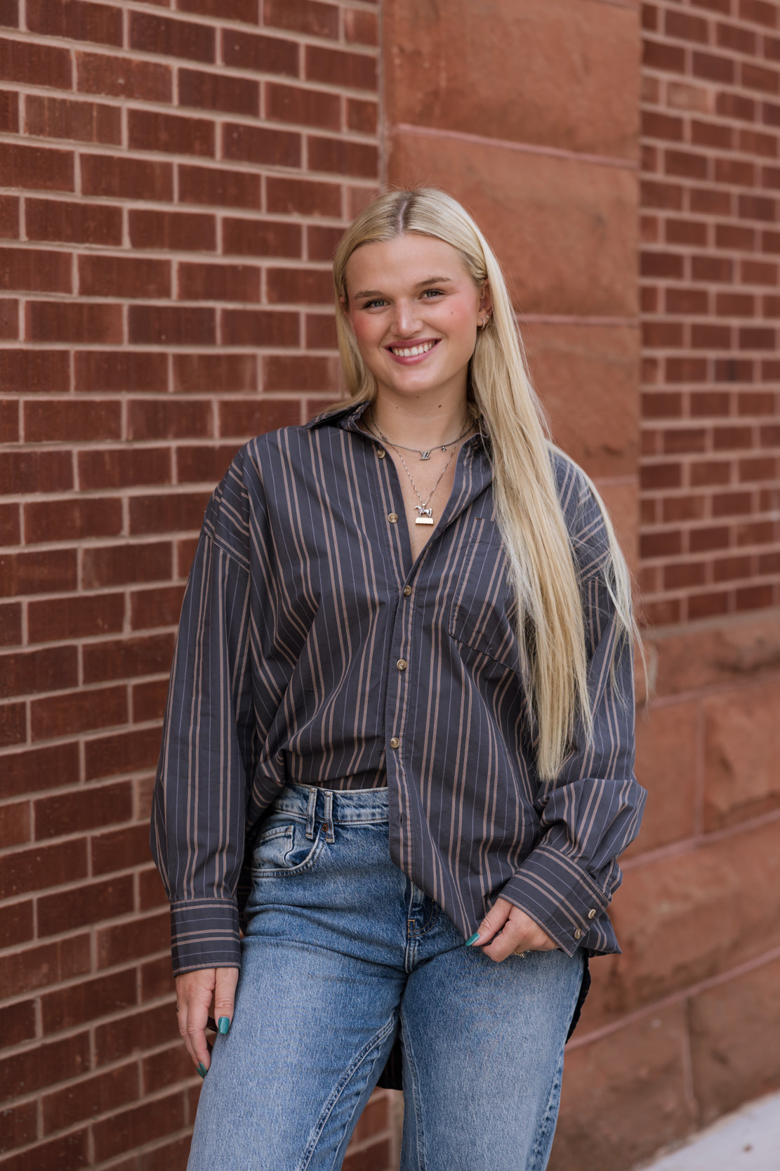 Freddie Striped Shirt | Grey Combo