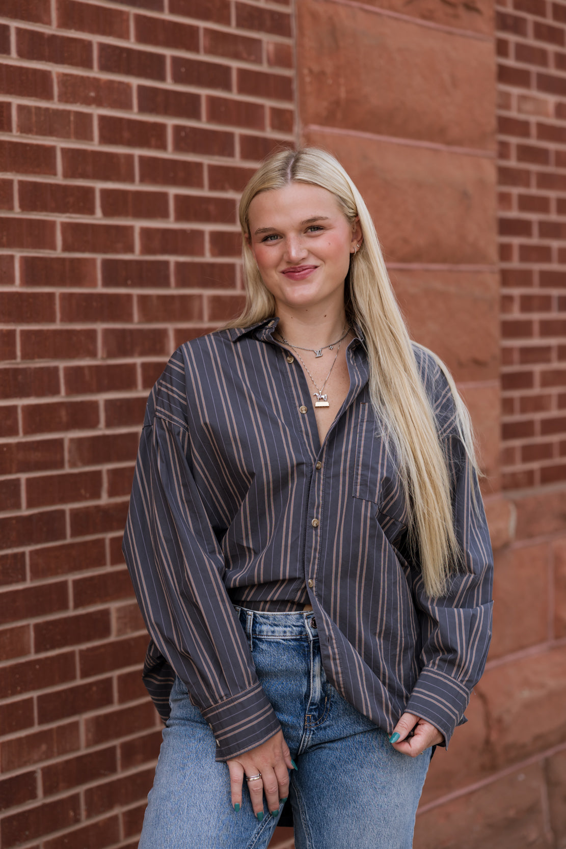 Freddie Striped Shirt | Grey Combo