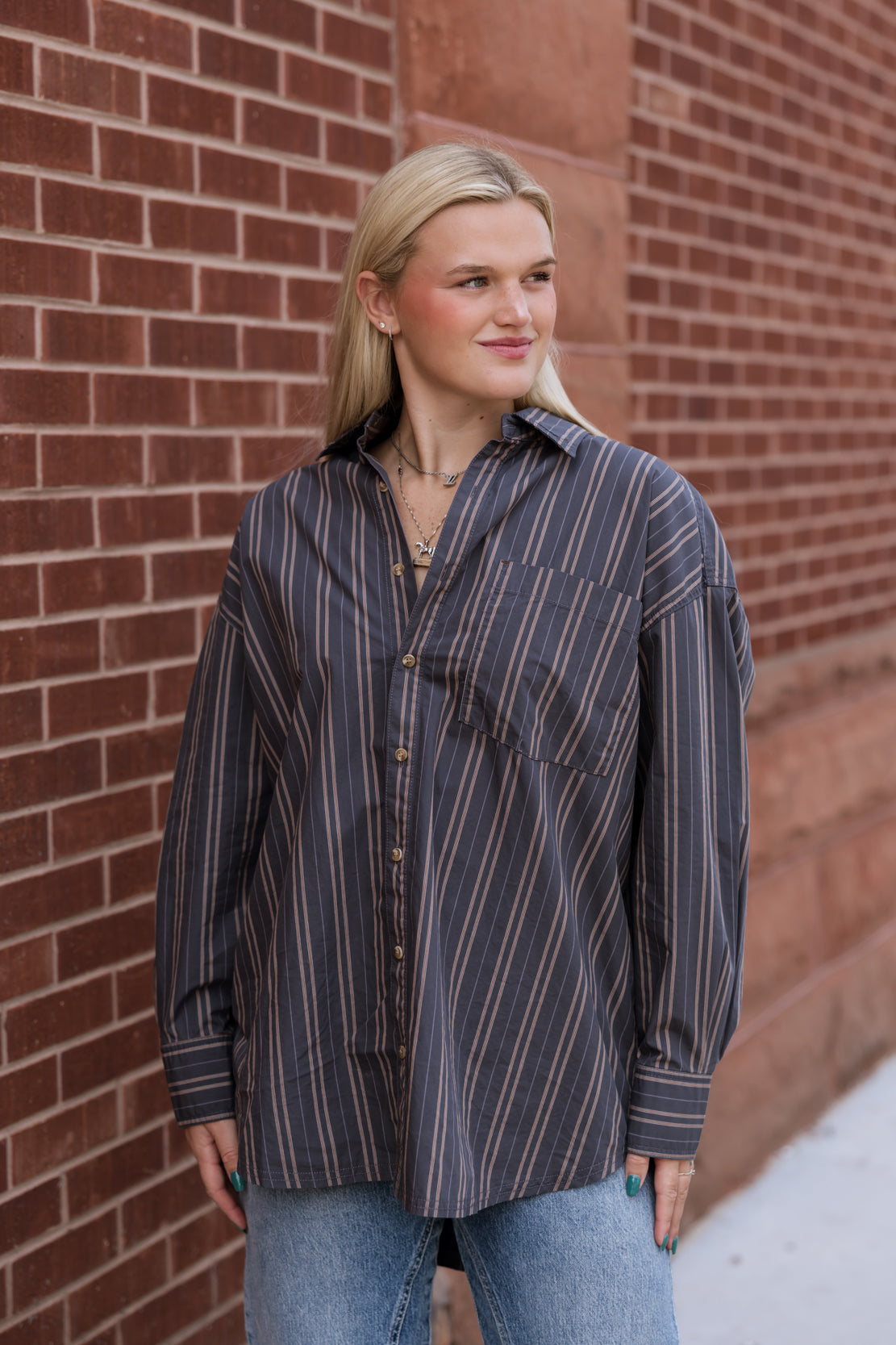 Freddie Striped Shirt | Grey Combo