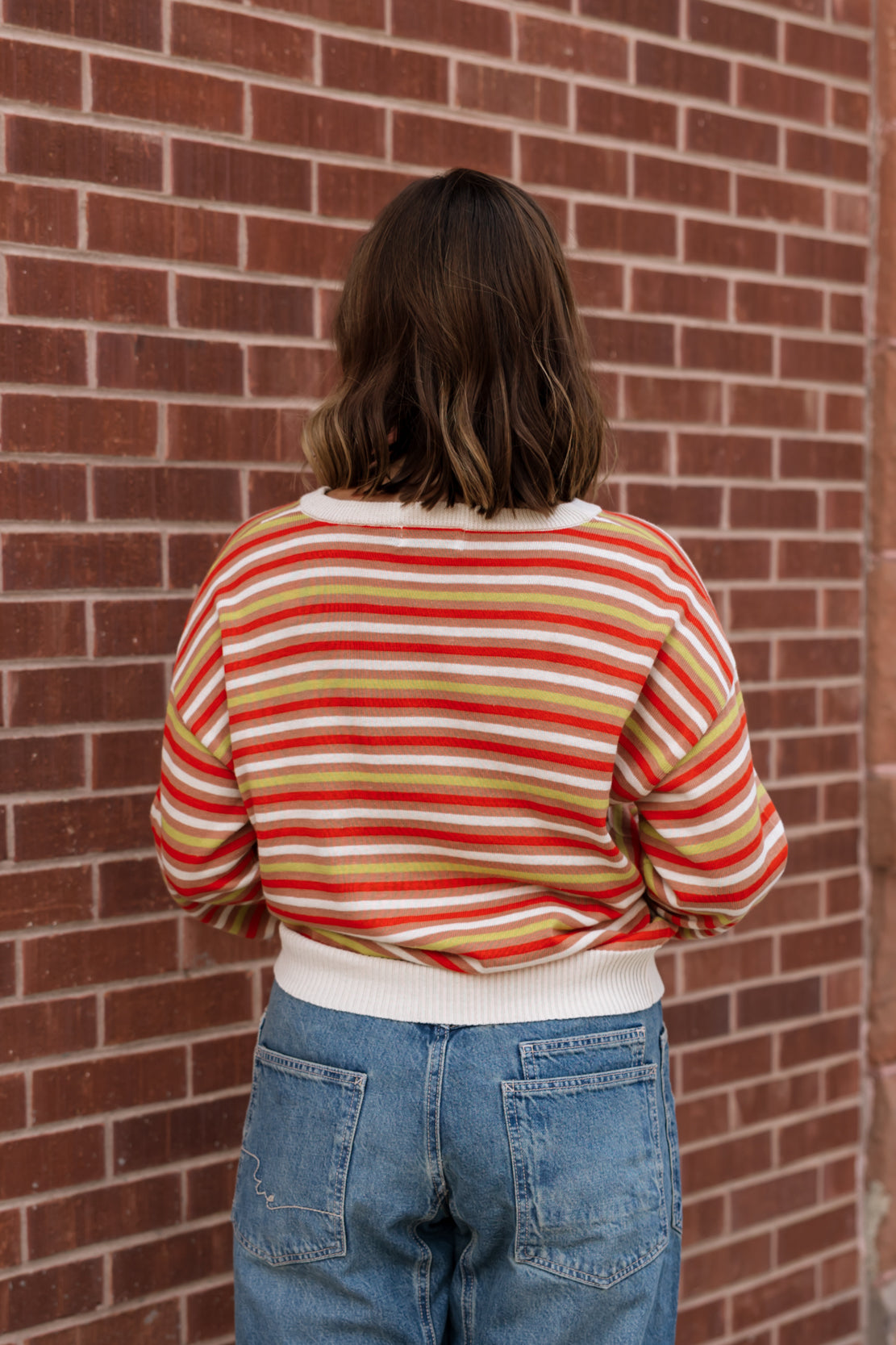 Eliette Striped Sweater | Cream Orange