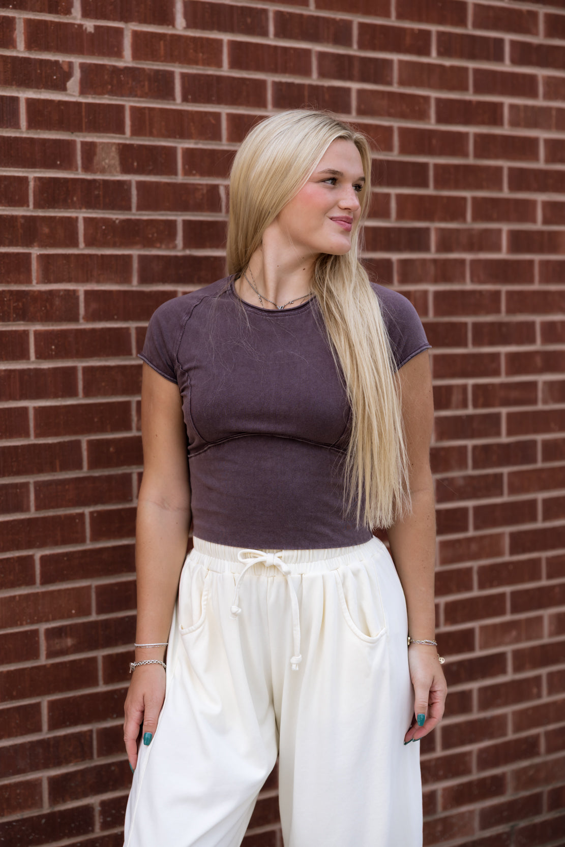 We The Free Protagonist Cropped Cap Sleeve Tee | Vintage Grape