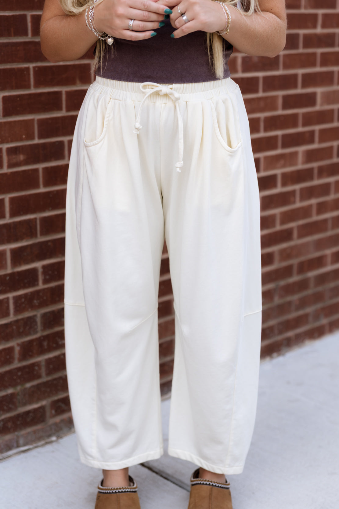 Zoe Barrel Sweatpant | Ivory