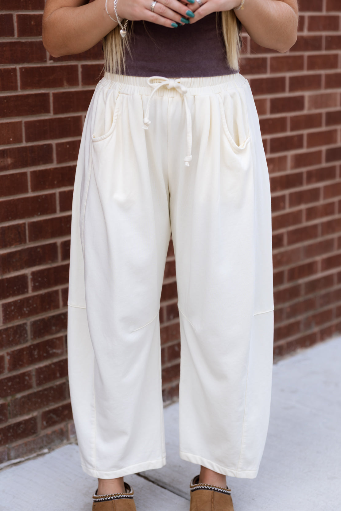 Zoe Barrel Sweatpant | Ivory