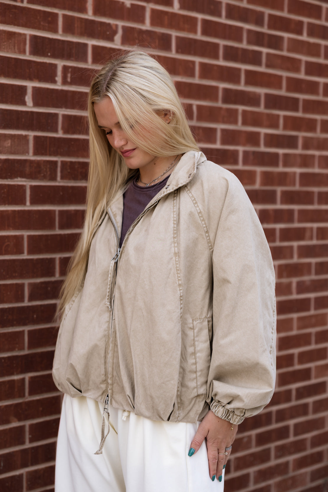 Chelsea Funnel-Neck Jacket | Oatmeal